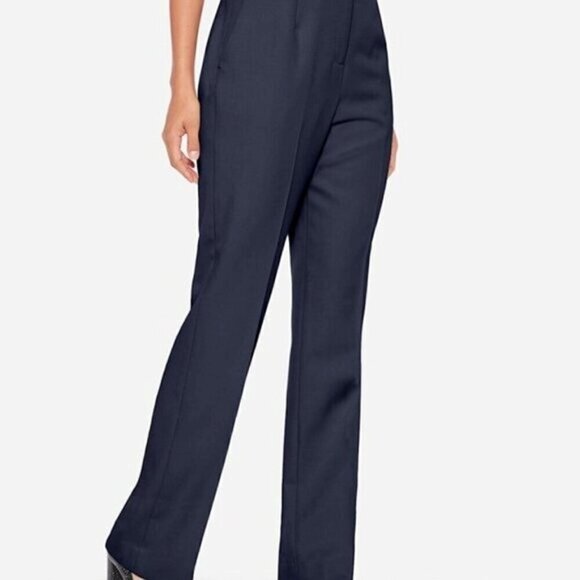 Pendleton Seasonless Wool Slacks Blue Pleated Straight Leg High Rise Pants 10 - Picture 3 of 12